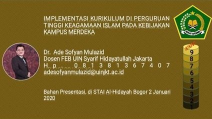 Kegiatan Pendampingan Kurikulum Dosen STAI Al-Hidayah Bogor: Implementasi Kurikulum di Perguruan Tinggi Keagamaan Islam dalam Kebijakan Kampus Merdeka
