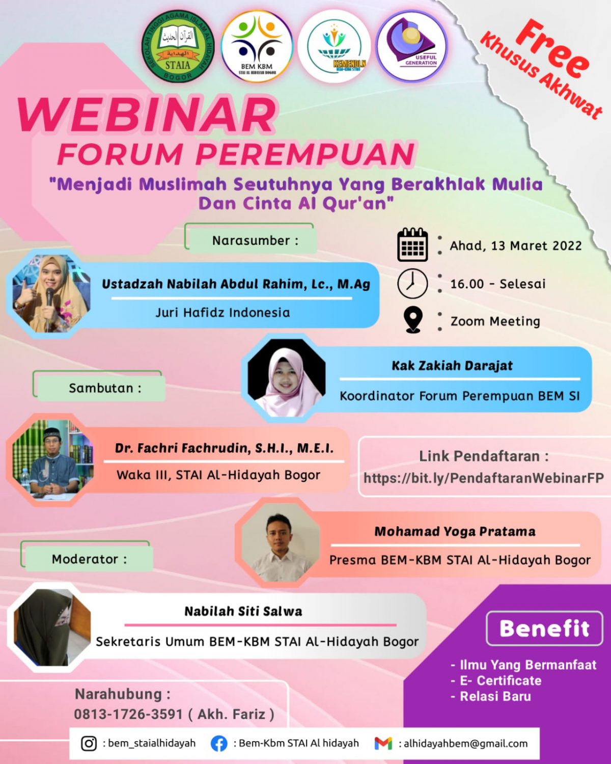 Webinar Forum Perempuan Kementrian Dalam Dan Luar Negeri BEM-KBM STAI Al-Hidayah Bogor